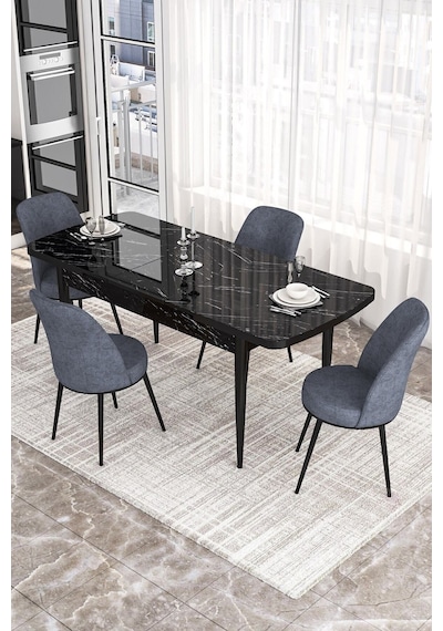 Canisa Kor Serisi 70x114 Açılabilir Mutfak Masası Takımı Siyah Mermer Desen Masa 4 Füme Sandalye Masa Siyah Mermer Desen Sandalye Füme Canisa Kor Serisi 70x114 Açılabilir Mutfak Masası Takımı Siyah Mermer Desen Masa 4 Füme Sandalye Masa Siyah Mermer Desen Sandalye Füme