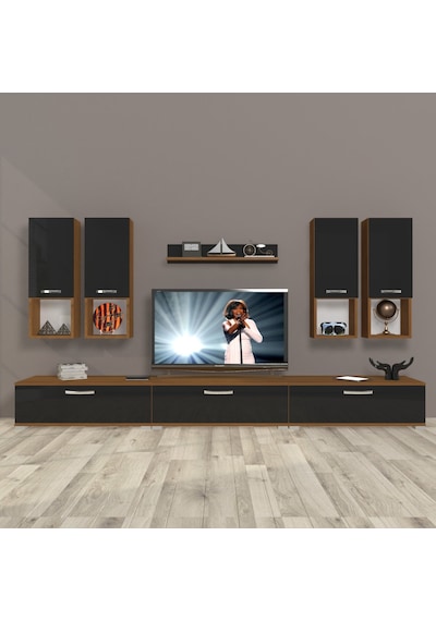 Decoraktiv Eko 8da Mdf Tv Ünitesi Tv Sehpası Ceviz - Siyah