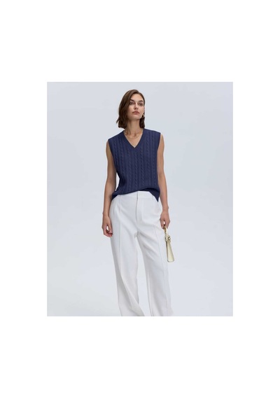 Youknitwear You Lim %100 Pamuk V Yaka Kadın Süveter Lacivert