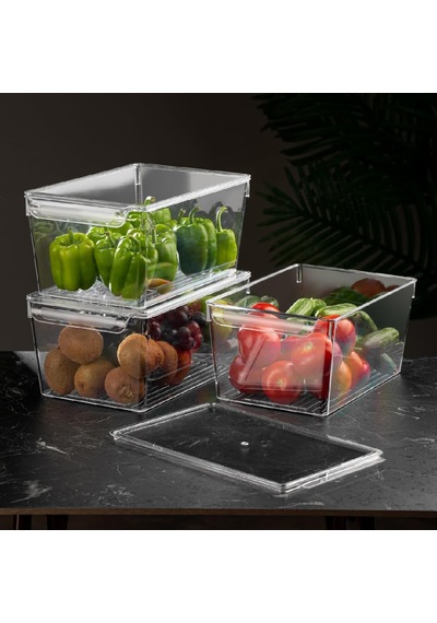 3nanlü Set Kapaklı Buzdolabı Düzenleyici Buzdolabı İçi Düzenleyici Organizer, Meleni Home Çok Renkli