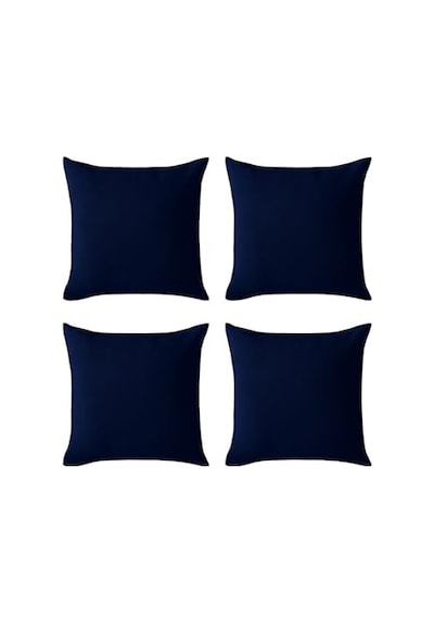 Vor Perde Kırlent Kılıfı 4 Lü Set - Gizli Fermuarlı - Kadife Dokulu Lacivert 43 X 43 Çok Renkli