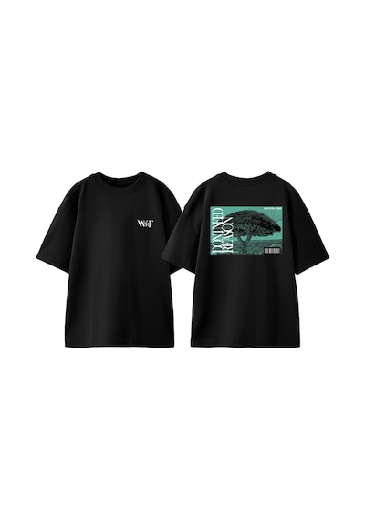 Thewert Dont Need Reason Ağaç Tasarım Sırt Baskılı Pamuk Siyah Oversize T-shirt