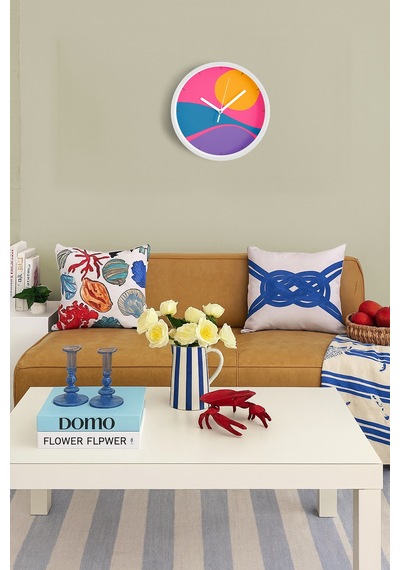 Renkli Modern Tasarım Duvar Saati - 25cm - Önü Camlı Beyaz Kasa - Sessiz Mekanizma-jh0229 Beyaz