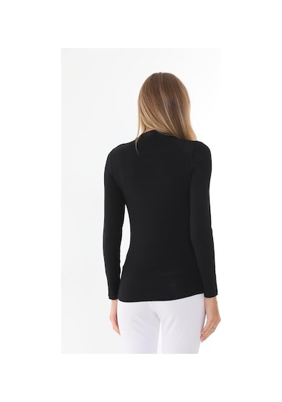 Kadın Modal Dik Yaka Slim Fit Tişört-siyah-siyah Siyah Kadın Modal Dik Yaka Slim Fit Tişört-siyah-siyah Siyah