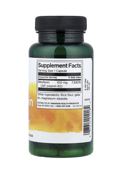 Swanson Vitamins, Riboflavin, 100 Mg, 100 Capsules
