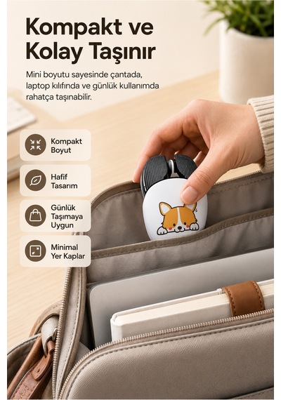 Şarjlı Bluetooth 2.4g Sessiz Kablosuz Mouse Köpek Desenli Çok Renkli Diğer