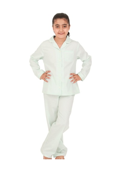 The Don Açık Yeşil Beyaz Kareli Kız Çocuk Pijama Takımı (9-14 Yaş
