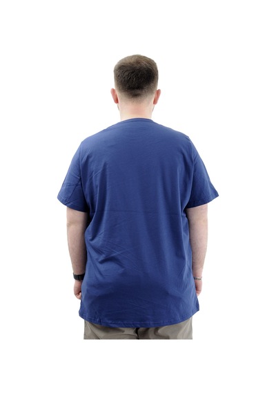 Mode Xl Erkek Büyük Beden T-shirt Pamuklu Baskılı Bisiklet Yaka Tişört Number U24051 İndigo İndigo