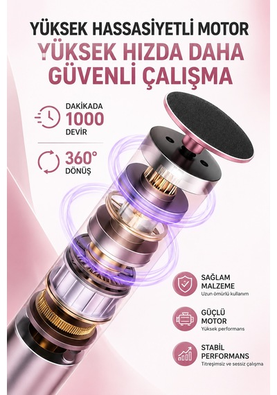 Exenar - Pembe - Ayak Nasır Ve Tırnak Törpüsü Ayak Bakım Cihazı Nasır Sökücü Profesyonel 6 Kademeli Auhma Ahb07