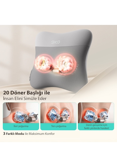 SKG VS500 Masaj Yastığı | Bel Sırt Boyun Kalça Omuz | Isı Destekli, Kablosuz, Ergonomik, Type-C Şarjlı