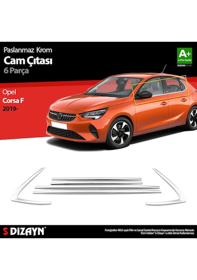 S-Dizayn Opel Corsa F Krom Cam Çıtası 6 Prç. 2019 Üzeri