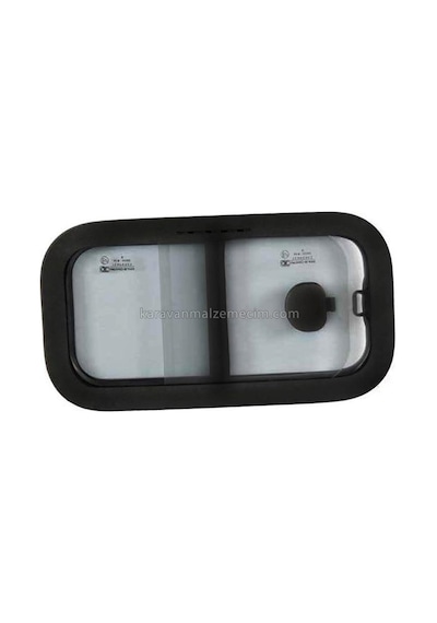 Sürgülü Karavan Camı 20x40cm Oval Köşe Yerli-77 Siyah