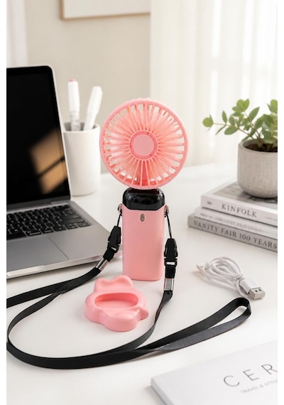Busstier Taşınabilir Mini El Fanı Led Dijital Göstergeli 5 Kademeli Sessiz Usb Şarjlı Katlanabilir Masaüstü Boyu