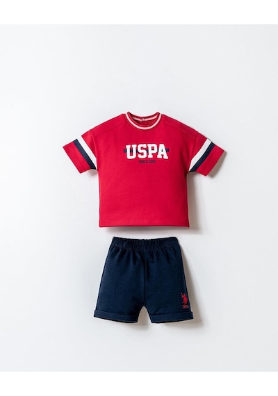 U.S. Polo Assn. U.s. Polo Assn Erkek Bebek 2 Li Şort T-şhirt Takım Kırmızı-2338 Kırmızı