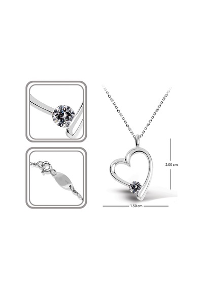 Kuyumcudukkani 4mm Zirconia Taşlı"kalp"kolye - 32112-w-w Beyaz