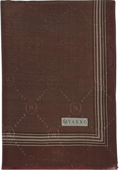 Vakko Pamuk İpek Şal - Bordürlü Monogram - Kızıl Kahve