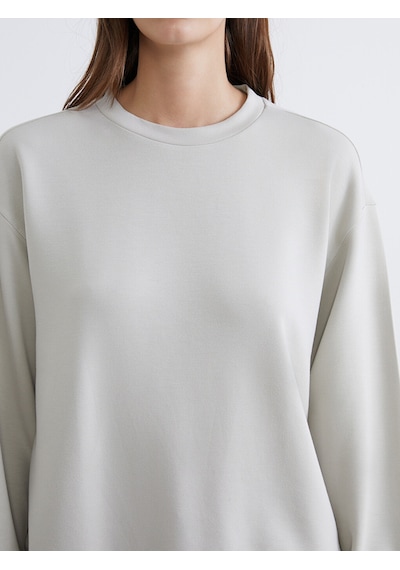 Lcw Everyday Gri Bisiklet Yaka Oversize Kadın Sweatshirt