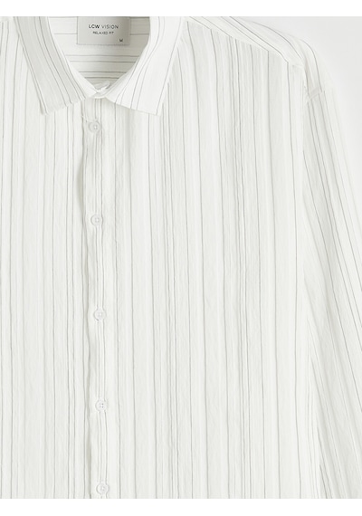 Lcw Vision Beyaz Regular Fit Çizgili Poplin Erkek Gömlek