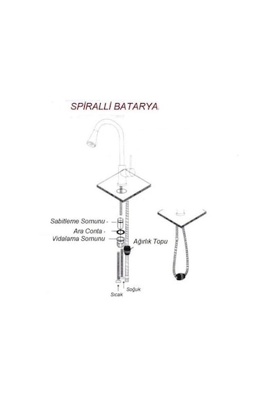 Siyah Spiralli Mutfak Evye Bataryası Çift Modlu Tasaruf Fonksiyonlu Mat Siyah Uzatmalı Eviye Musluk Mavi