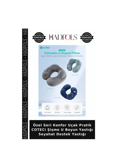 Özel Seri Konfor Uçak Pratik Coteci Şişme U Boyun Yastığı Seyahat Destek Yastığı