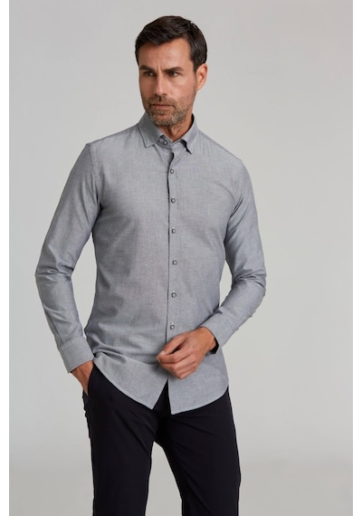 Bisse Modern Fit Gizli Düğmeli Gri Spor Erkek Gömlek Gmars0122300206 D99 Siyah