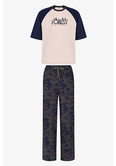Penti Erkek Hidden Woods Kamuflaj Desenli Oversize Pantolon Kısa Kollu Pijama Takımı Çok Renkli
