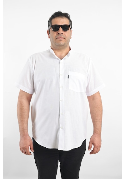 Tousus Kısa Kol Beyaz Keten Hakim Yakaerkek Gömlek Kk-8079-tss