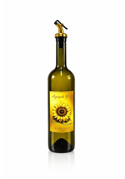 Korumalı Standlı Zeytinyağı Ve Ayçiçek Yağı Şişesi Seti, Etiketli Ve Yağdanlıklı, 750 Ml, 2 Adet Altın