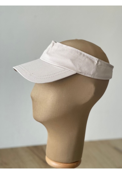 Aida Jewelss Pamuk Sporcu Koşu Tenis Vizör Şapka Arka Kısmı Ayarlanabilir Unisex Vizör Şapka Bej.