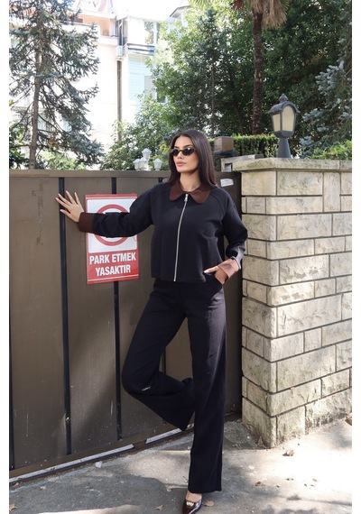 Kechi Woman Gabardin Kumaş Pantolon Siyah