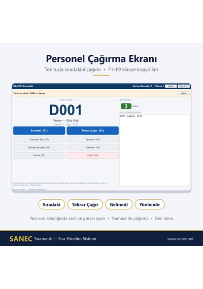 Sanec Sıramatik 19" Hdmı Monitörlü Sıra Çağrı Sistemi