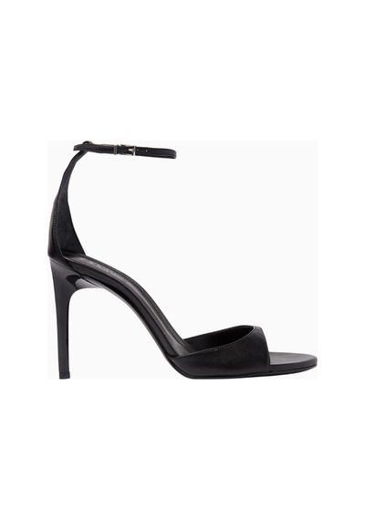 Schutz Scarlett 100 Nappa Deri Bilekten Bağlamalı, 100mm Ince Topuklu Lüks Sandalet Siyah