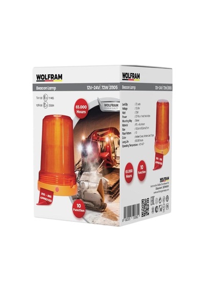 Wolfram 12v-24v Döner-çakar Tepe Lamba Ledli Sarı 10 Fonksiyonlu 165 210 Mm