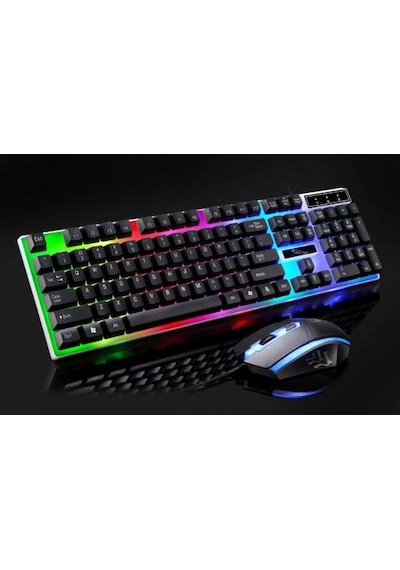 Polham RGB Led Işıklı Klavye ve Mouse Seti, Gamer, Oyuncu, USB Klavye ve Mouse, Işıklı Oyuncu Seti
