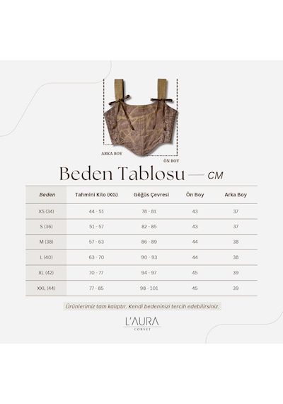 L'aura Corset Altın Damarlı Kahverengi Çift Taraflı Bayan Korse