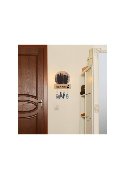 Işıklı Pleksi Dolunay Kişiselleştirilebilir Dekoratif Biblo Family 4 Kişilik Aile Anahtar Askılığı Sarı - 740034972