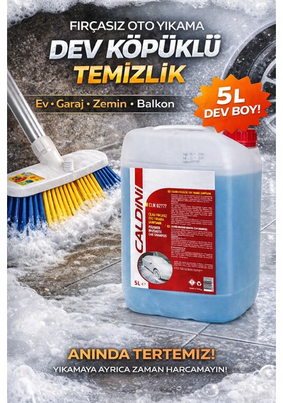 Caldini Cilalı Fırçasız Oto Yıkama Şampuanı 5 Kg Köpüklü Parlatıcı Araç Şampuanı