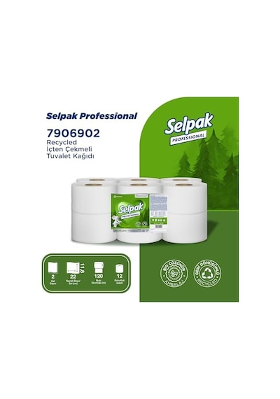 Selpak Professional Recycled İçten Çekmeli Tuvalet Kağıdı, 120 Metre