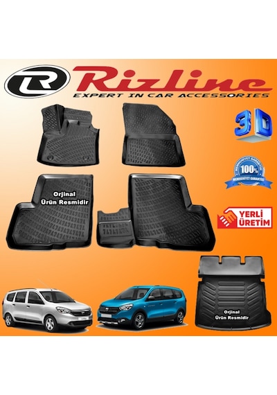 Dacia Lodgy 3D Paspas + Bagaj Havuzu 2013-2020 Arası Set Rizline N11.6377