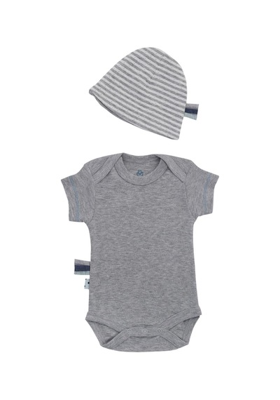 Organicera Organik Yenidoğan Set - 3 Parça , Gri-melanj Grey Melange