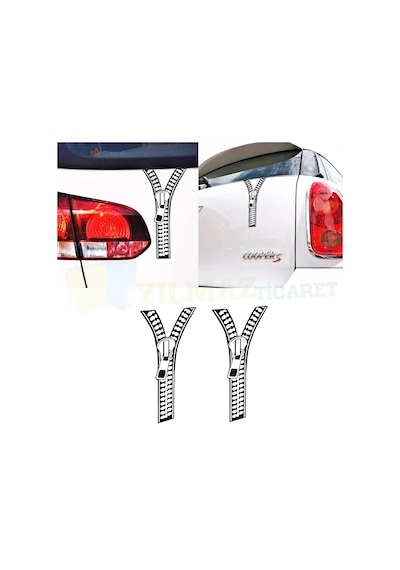 Fermuar Oto Motosiklet Sticker Kask Araç Araba Yapıştırma 2 Adet
