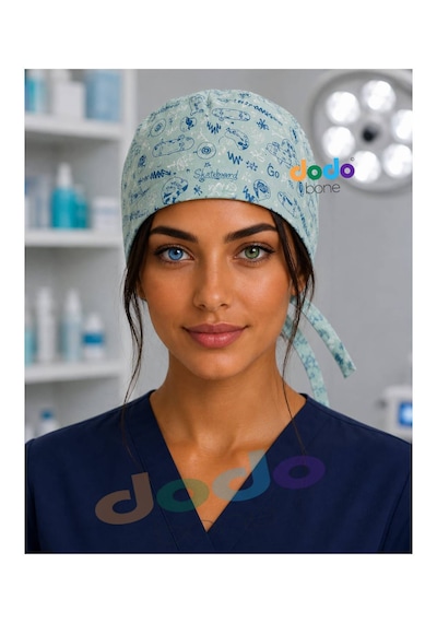 Açık Yeşil Stake Desenli Cerrahi Bone , Medikal Bone , Doktor, Hemşire, Diş Hekimi Ve Veteriner Bonesi