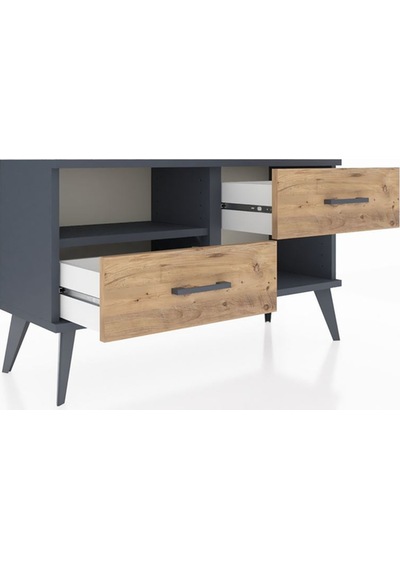 Arges Şifonyer Tek Raflı 2 Çekmeceli 88x30x48 Antrasit-antrasit/çam Antrasit/çam Arges Şifonyer Tek Raflı 2 Çekmeceli 88x30x48 Antrasit-antrasit/çam Antrasit/çam