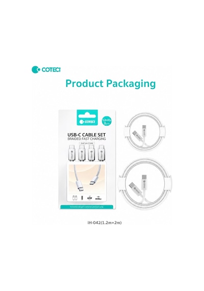 Type-c To Type-c 2'li Set Paket 1.2m Ve 2m Hızlı Şarj Ve Data Veri Kablosu Seti Macbook Ve Telefon, Tablet, Laptop Uyumlu Evrensel Veri Aktarım Kablosu