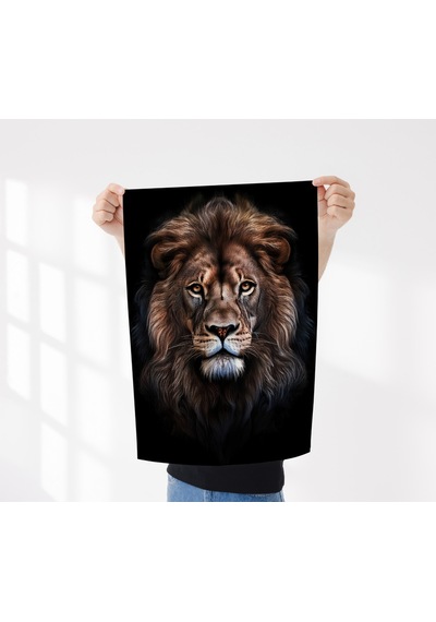 Çerçevesiz Poster,4'lü Hayvan Posterleri Aslan,panter,fil,at Dijital Baskı Karanlık Tema