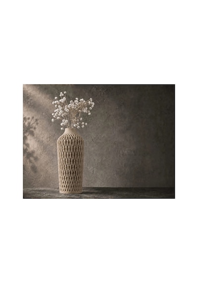 Diamont Mat Beige Vazo Modern Dekoratif 3d Baskı Vazo 137x250 Mm Çok Renkli