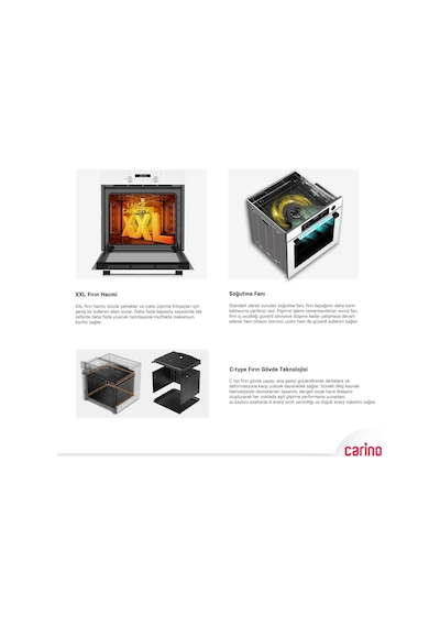 Carino 8406 0+3 Fonksiyon Mekanik Siyah Power Turbo Ankastre Fırın