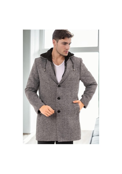 Plt9376 Dewberry Erkek Palto-desenli Gri Desenli Gri