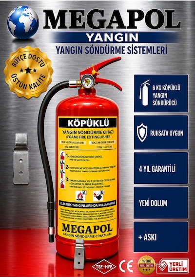 6 Kg Marin Tekne Sertifikalı Köpüklü Yangın Söndürme Cihazı, Yangın Söndürme Tüpü, Yangın Söndürücü, Yangın Söndürme Cihazları