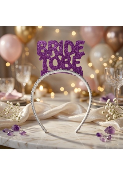 Taç Eva Bride To Be Mor Simli Taşlı Bekarlığa Veda Partisi Gelin Tacı Saç Aksesuarı